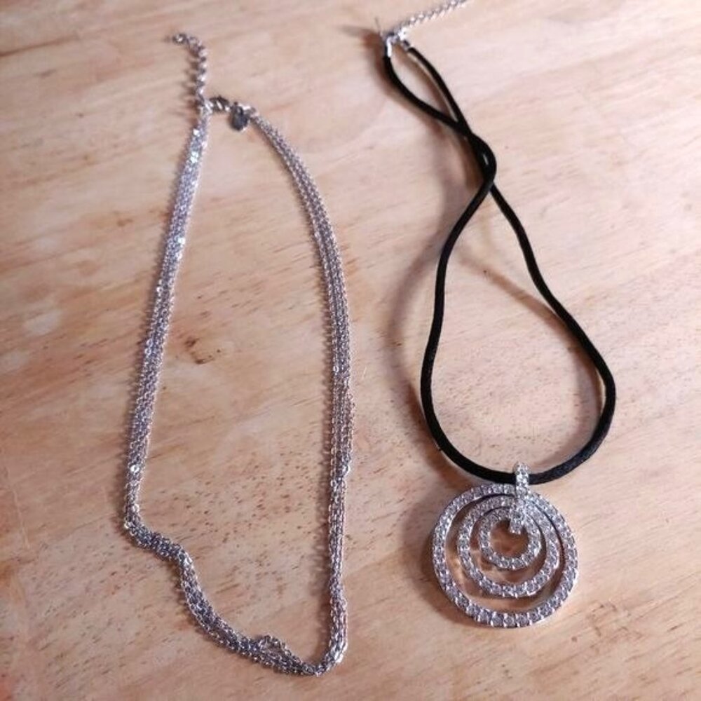 Choker necklaces - lot of two.cor, silver, rhinestone lobster claw